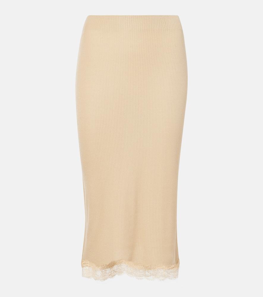 the row indira lace-trimmed silk-blend midi skirt