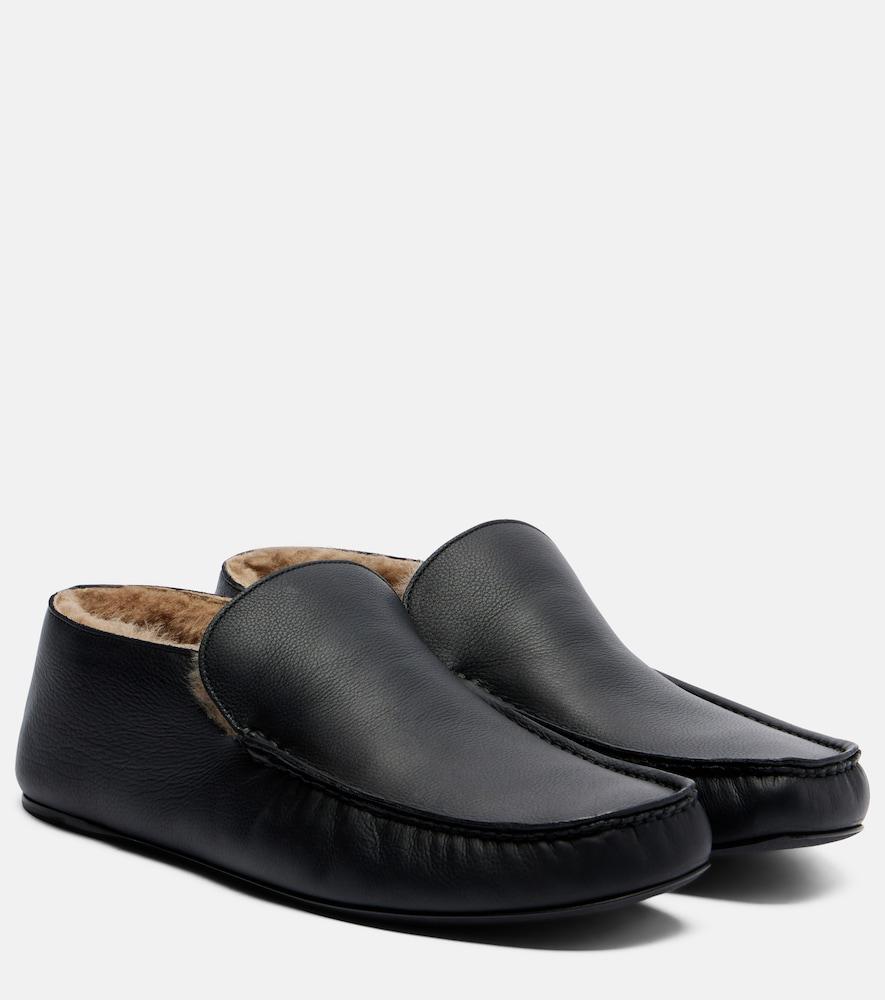 the row leo shearling-lined leather loafers