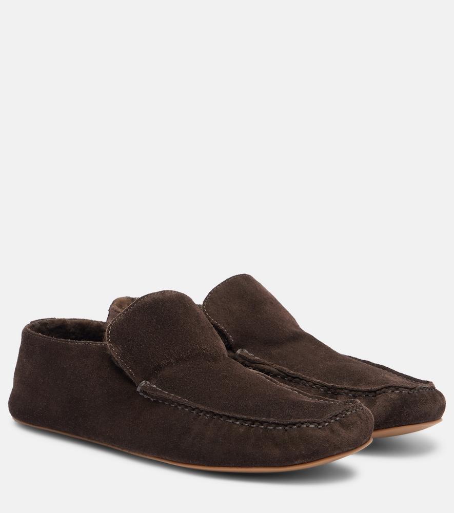 the row leo shearling-lined suede loafers