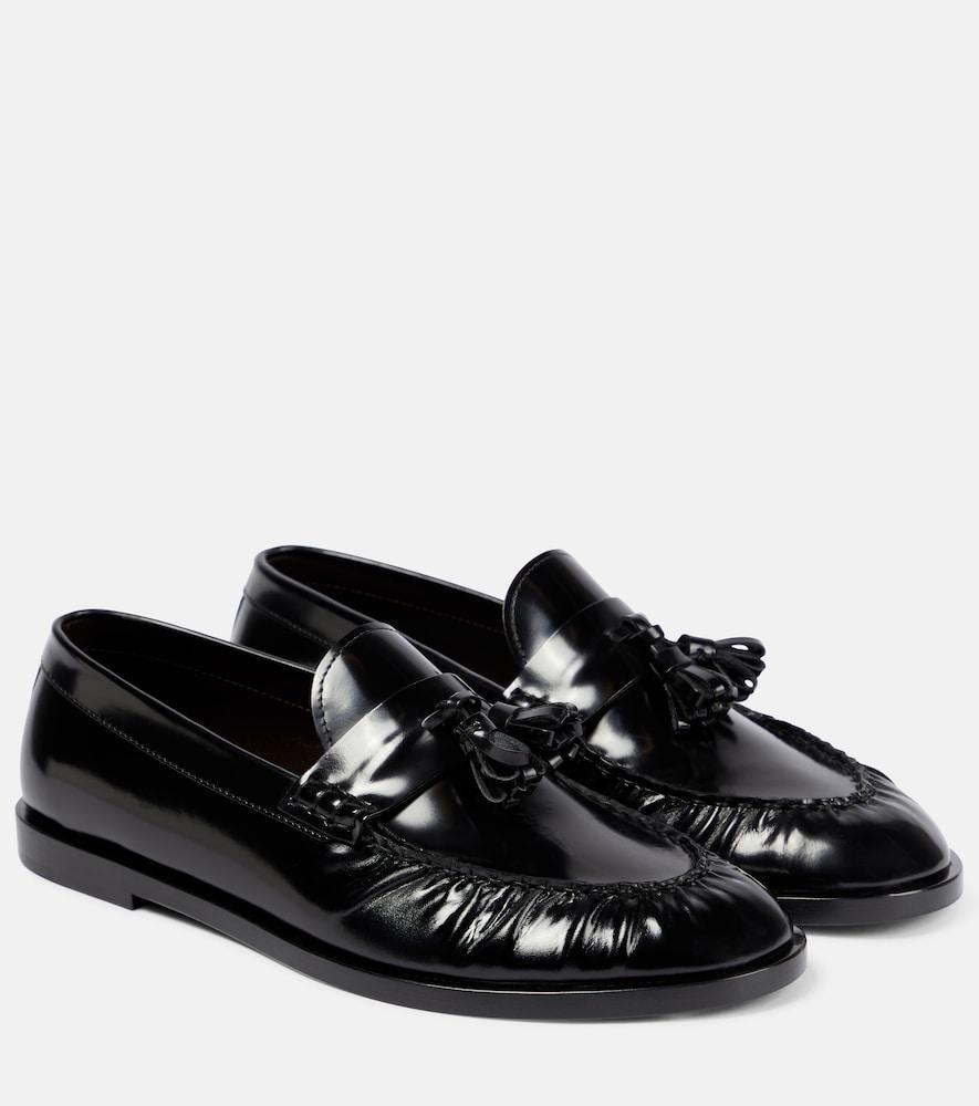 the row men's patent leather loafers