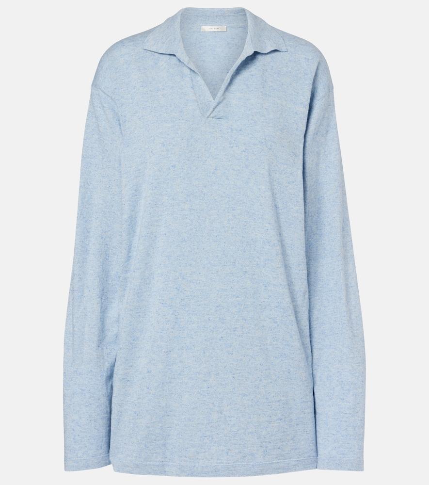 the row niosa cotton and linen polo sweater