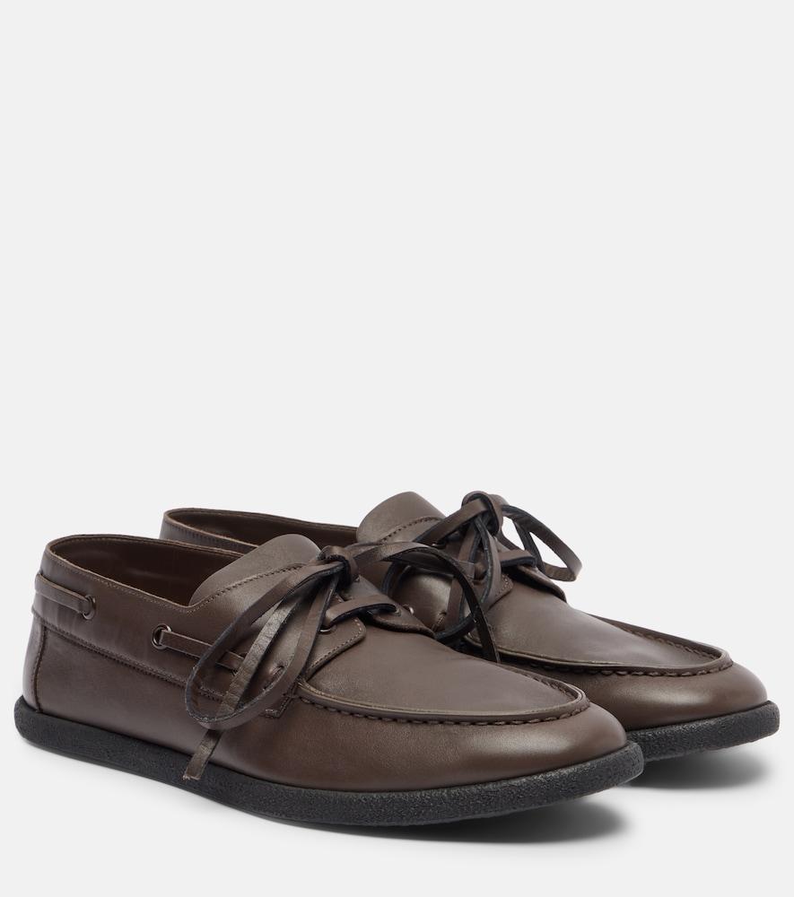 the row novus sailor leather boat shoes