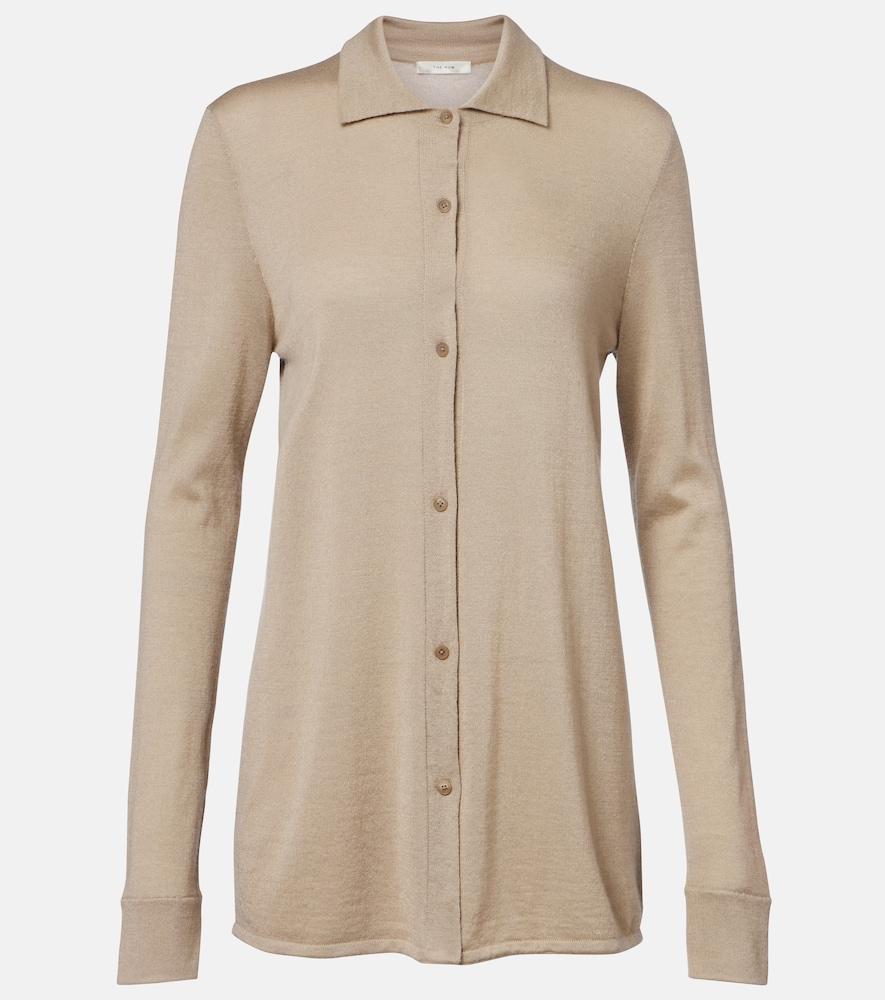 the row ocari knitted cashmere and silk shirt