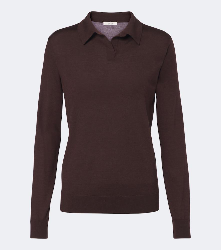 the row pauli wool and silk polo sweater