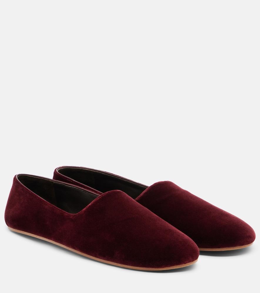the row ponti velvet slip-on shoes