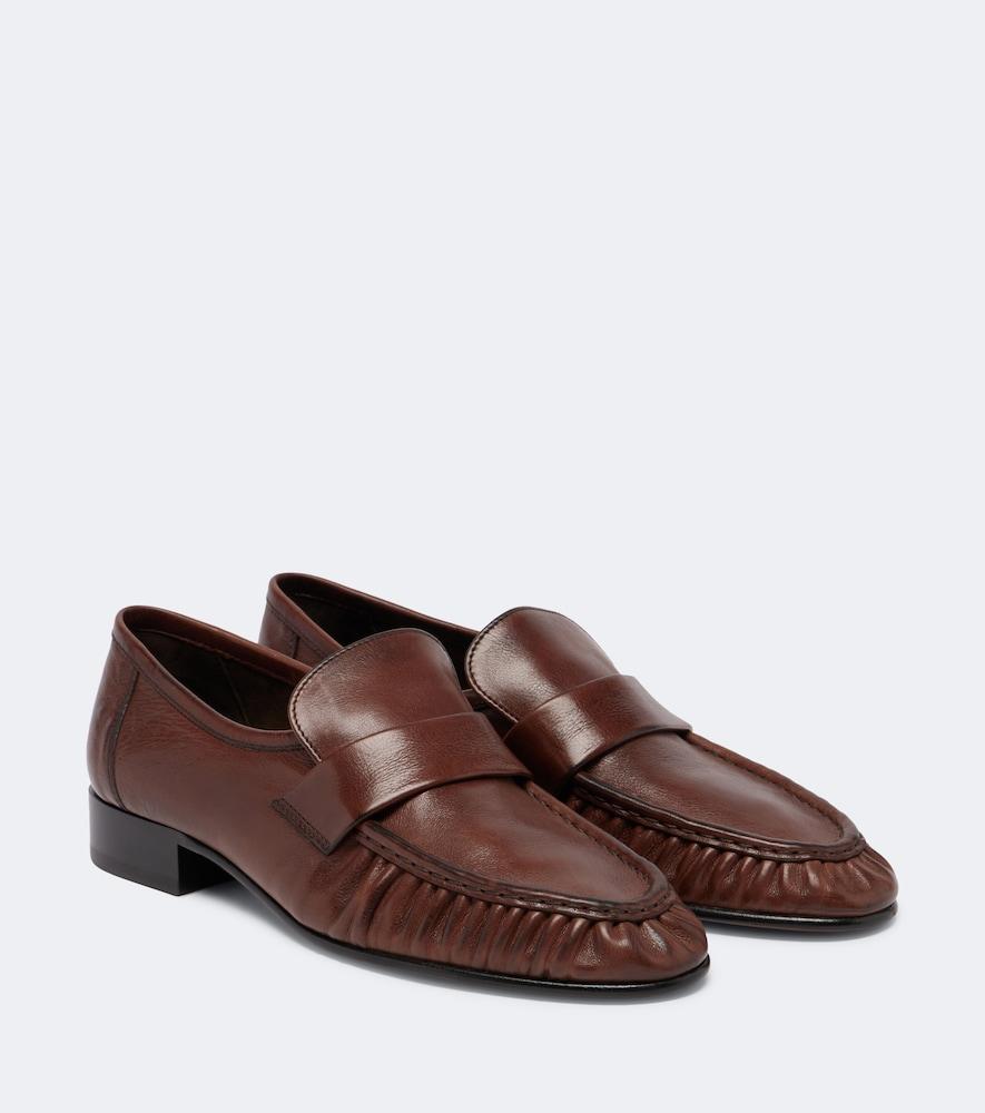 the row soft ruched leather loafers