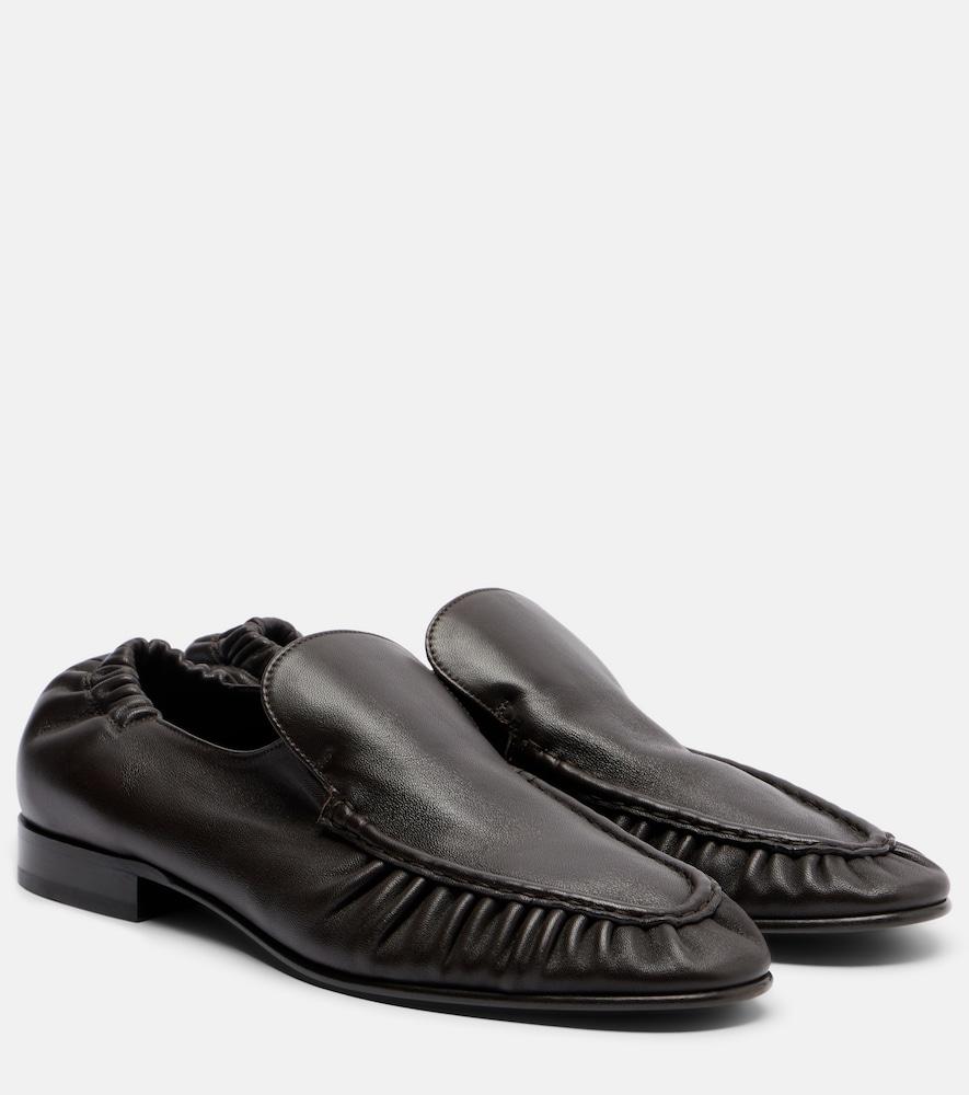 the row soft ruched leather loafers