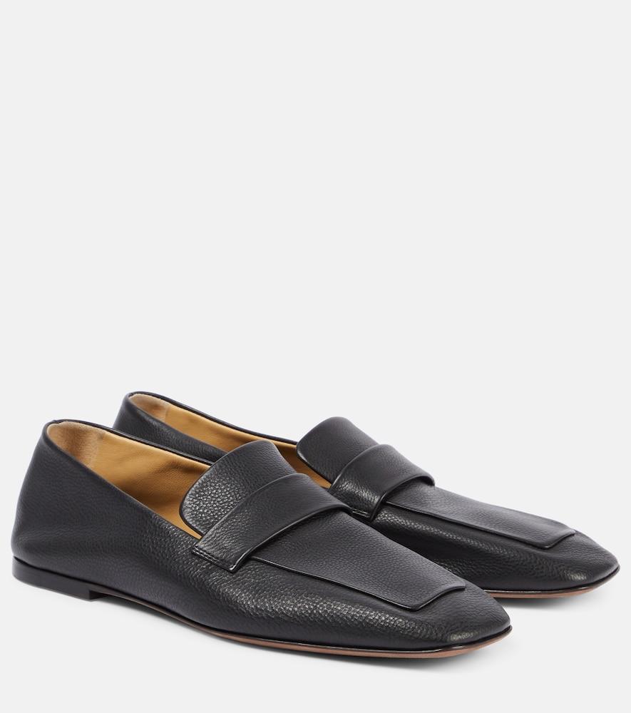 the row square leather loafers