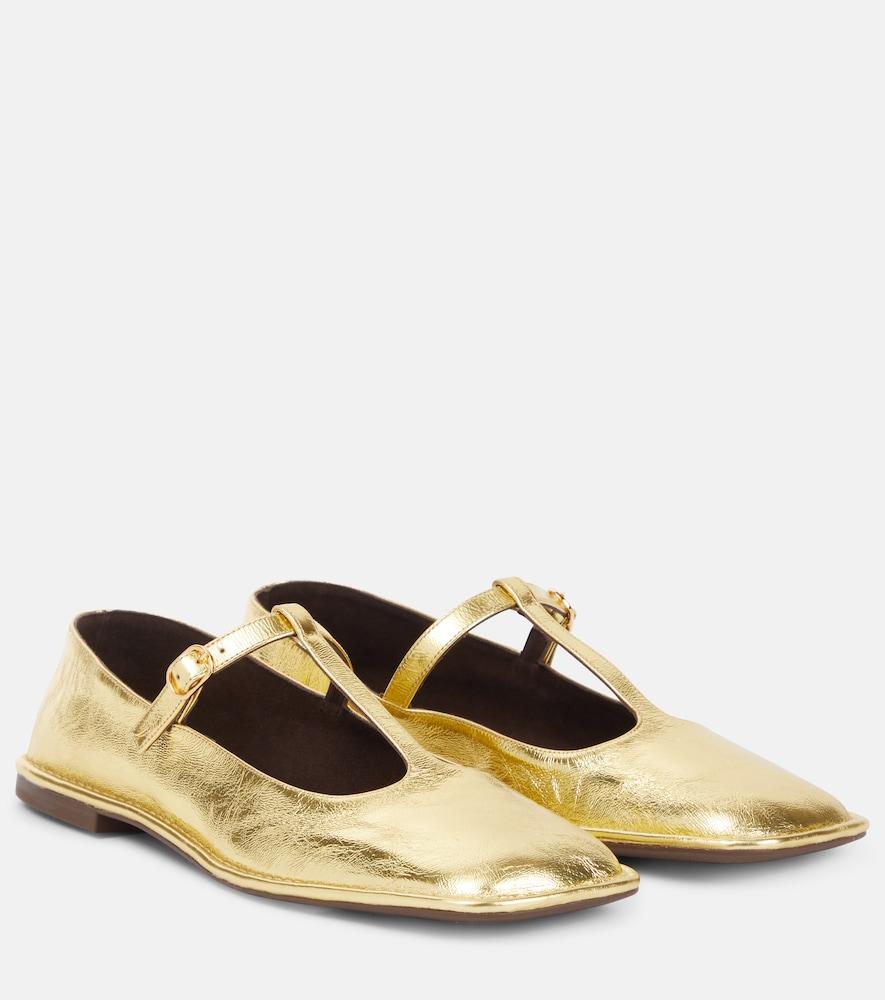 the row square t-strap leather mary jane flats