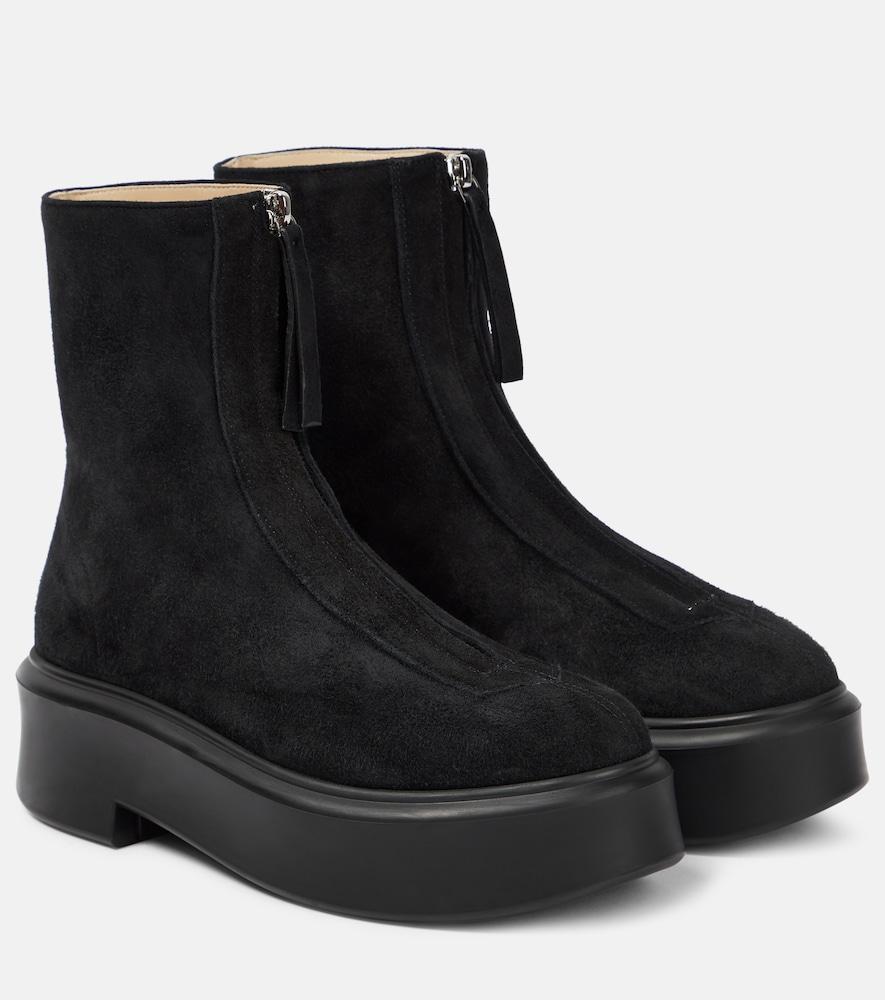 the row zipped suede ankle boots