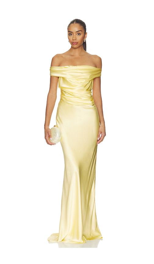 the sei bardot gown in yellow. - size 0 (also in 2, 4, 6, 8)