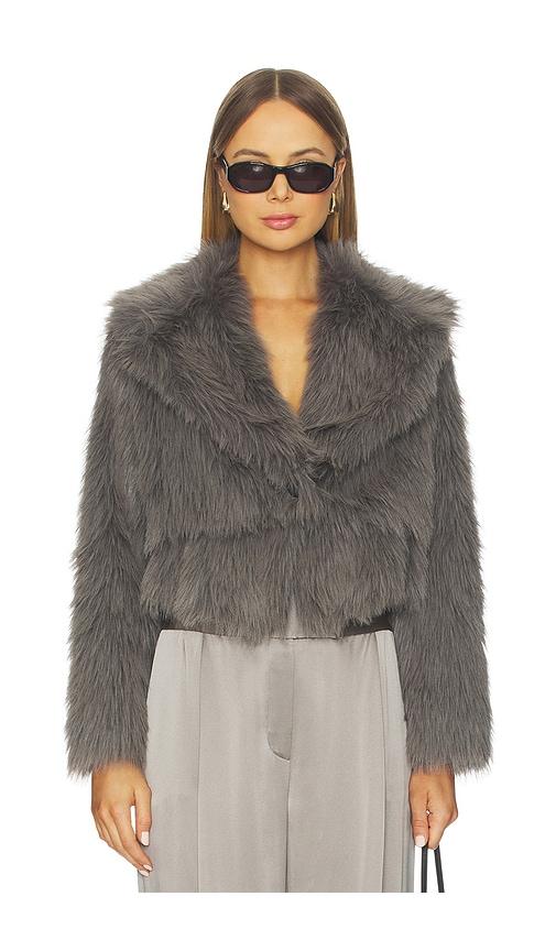 the sei faux fur bomber jacket in grey. - size 0 (also in 4, 8)