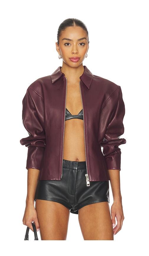 the sei fitted leather jacket in burgundy. - size 2 (also in 6)