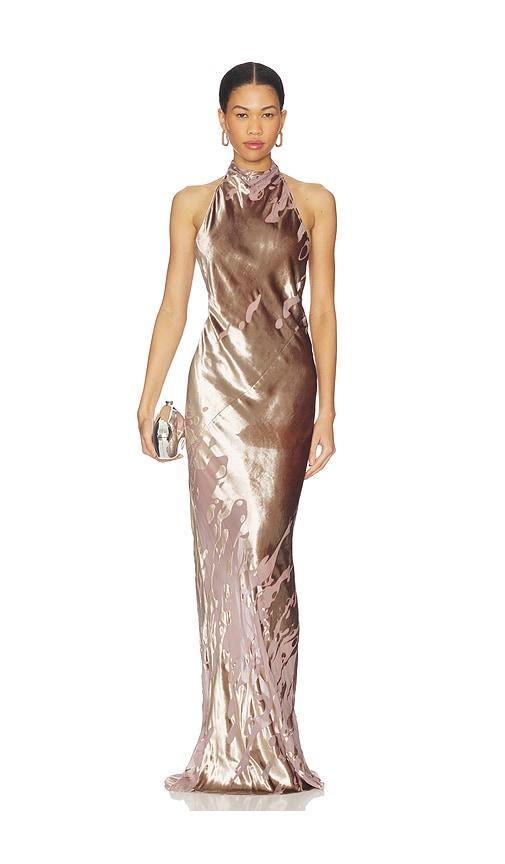 the sei halter bias gown in blush. - size 2 (also in 4)