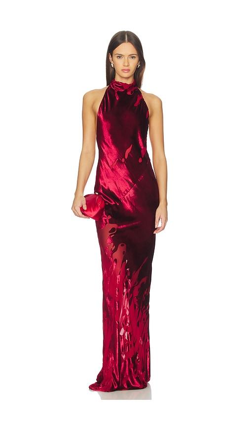 the sei halter bias gown in red. - size 0 (also in 10)