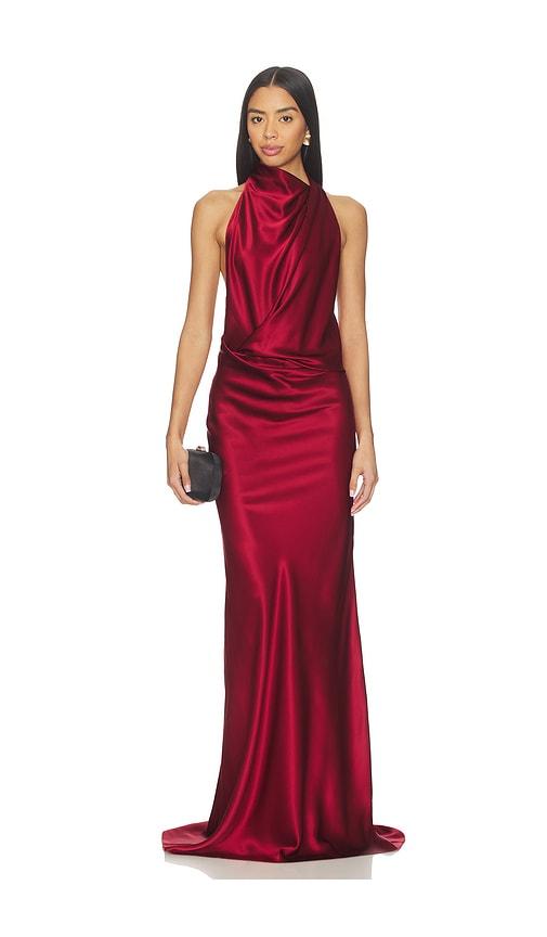 the sei halter drape bias gown in red. - size 6 (also in 8)
