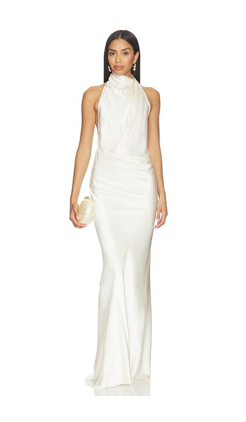 the sei halter drape gown in cream. - size 10 (also in 2, 8)