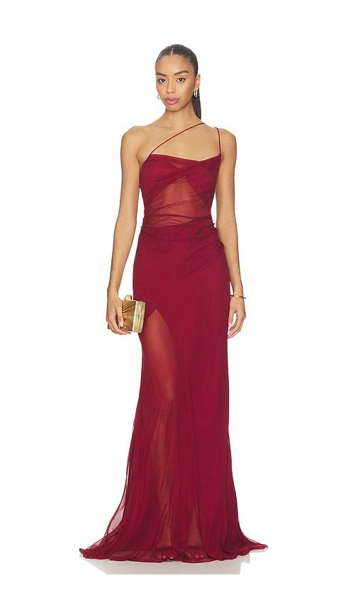 the sei strappy diaphanous gown in red. - size 2 (also in 4)