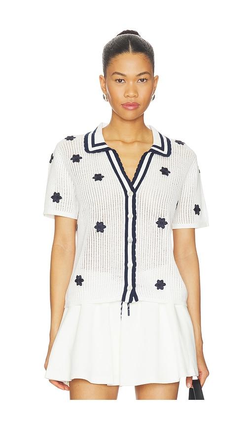 the upside piazza koa knit top in white,navy. - size l (also in xs, s, m, xl)