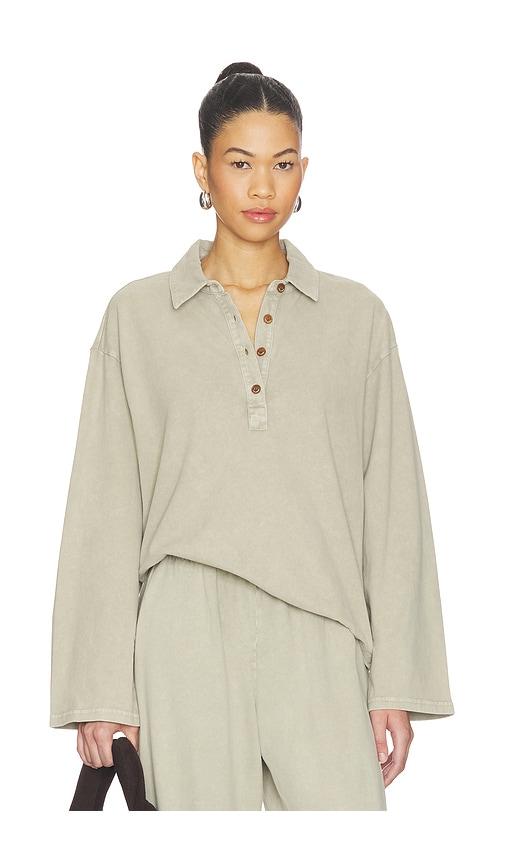 the upside soho rhea collared top in sage. - size l (also in s)