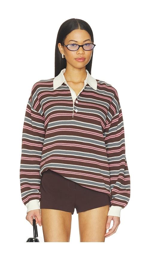 the upside wonder knit polo top in multi. - size l (also in s, m, xs)