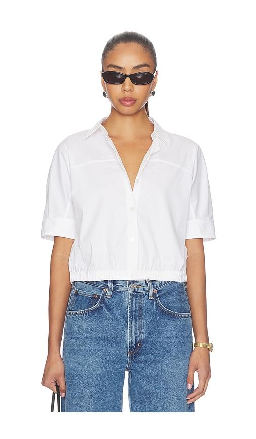 theory elastic short sleeve shirt in white. - size l (also in s, xs, m, xl)