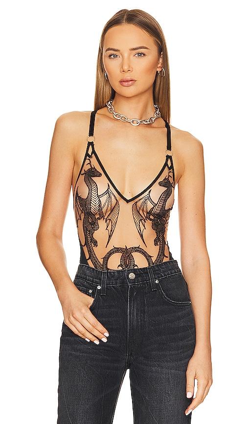 thistle and spire dracona bodysuit in black. - size s (also in xs)