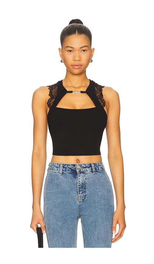thistle and spire kane cropped tank top in black. - size l (also in xs, s, m, xl/1x)