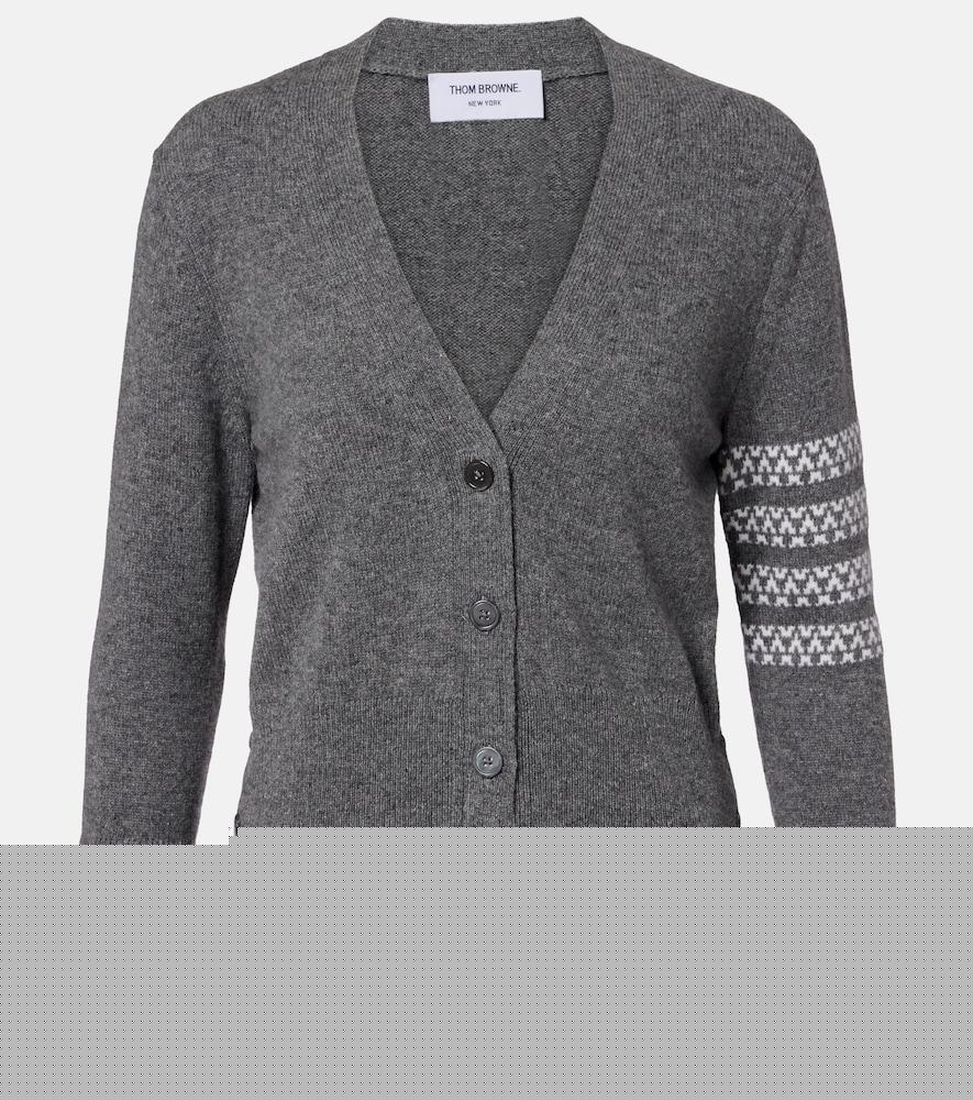 thom browne 4-bar intarsia virgin wool cardigan