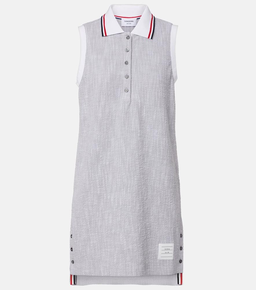 thom browne cotton-blend tweed polo dress