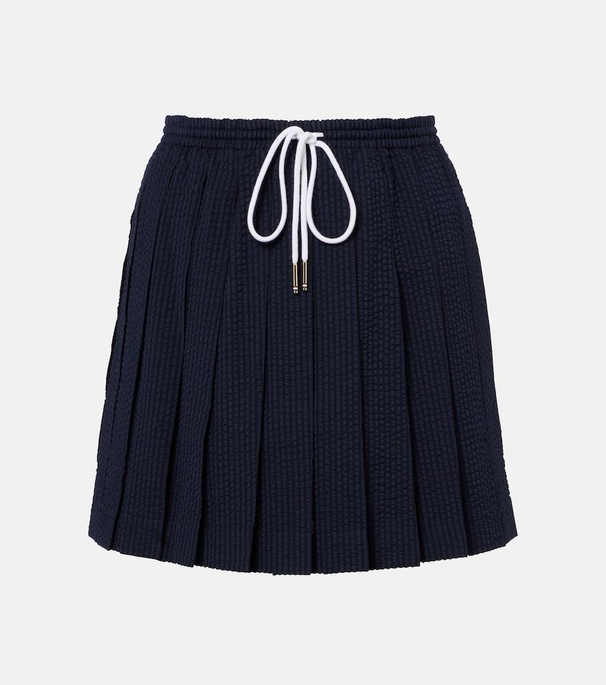 thom browne pleated striped wool miniskirt