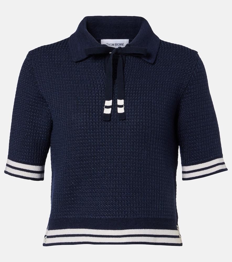 thom browne silk-blend polo shirt