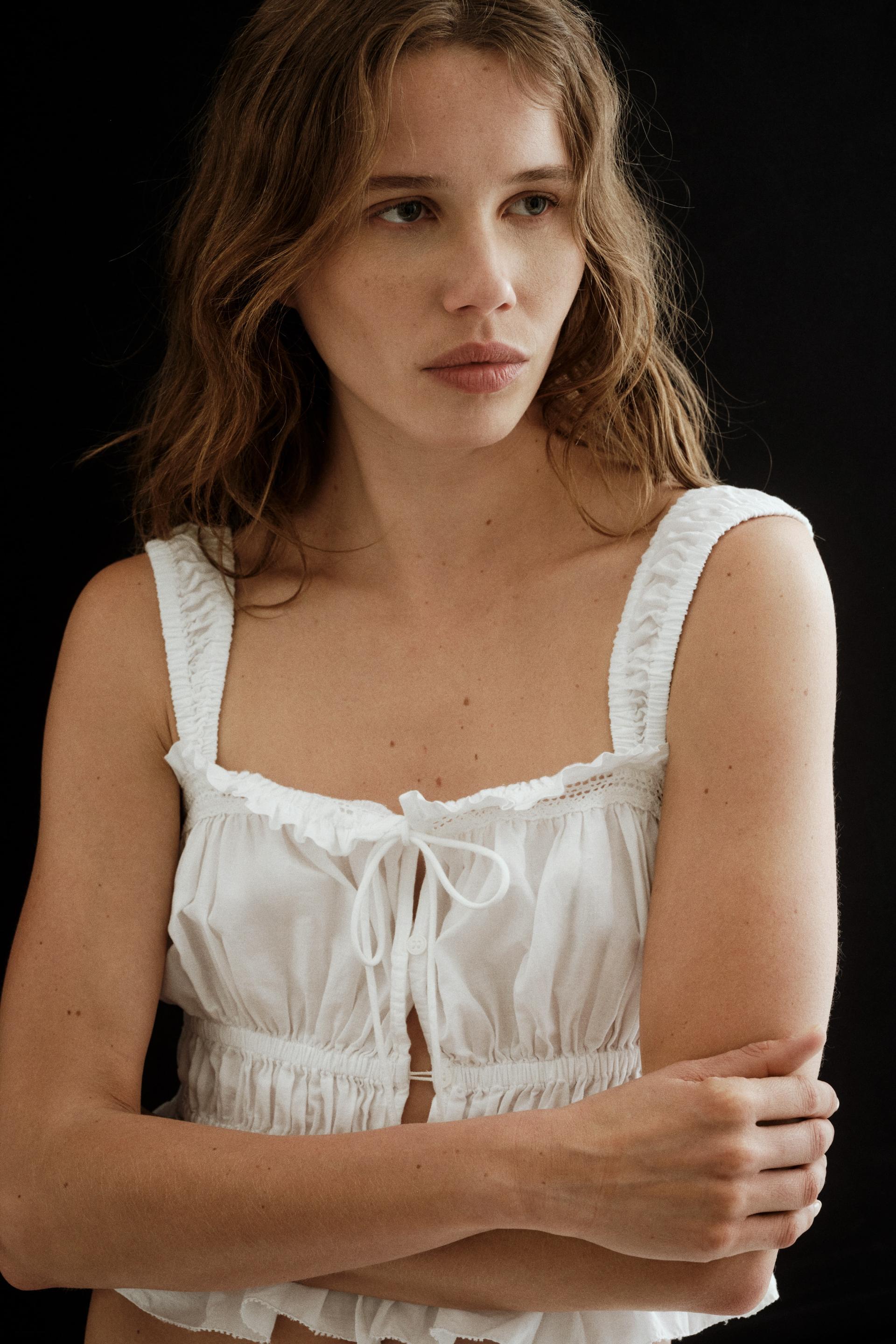 tie-detail cotton top