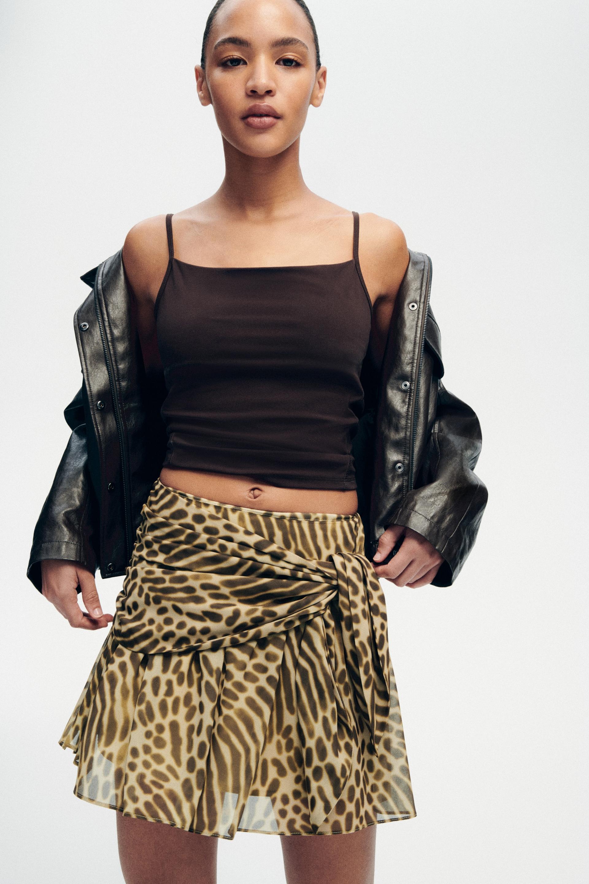 tie-detail flared skirt