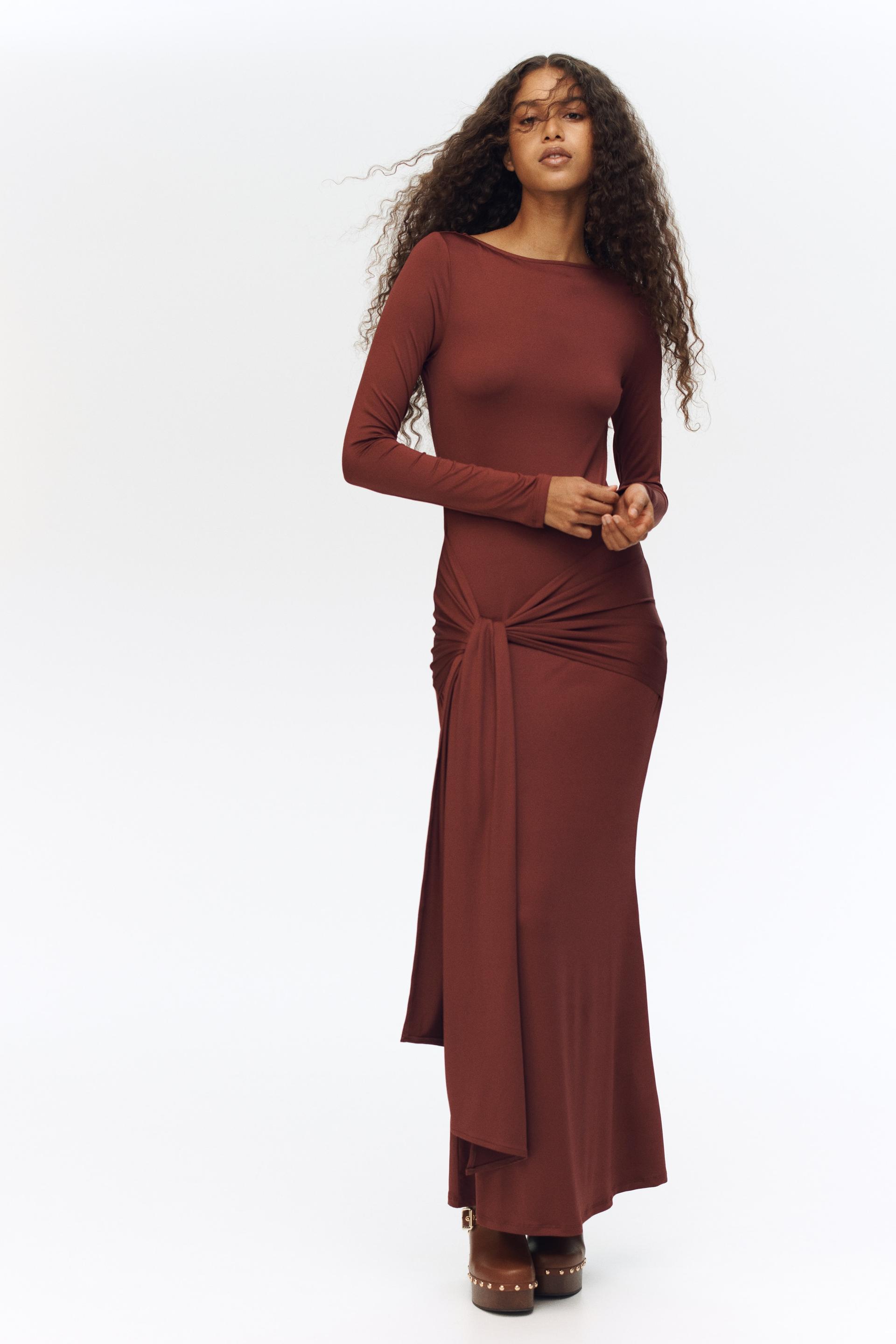 tie-detail jersey dress