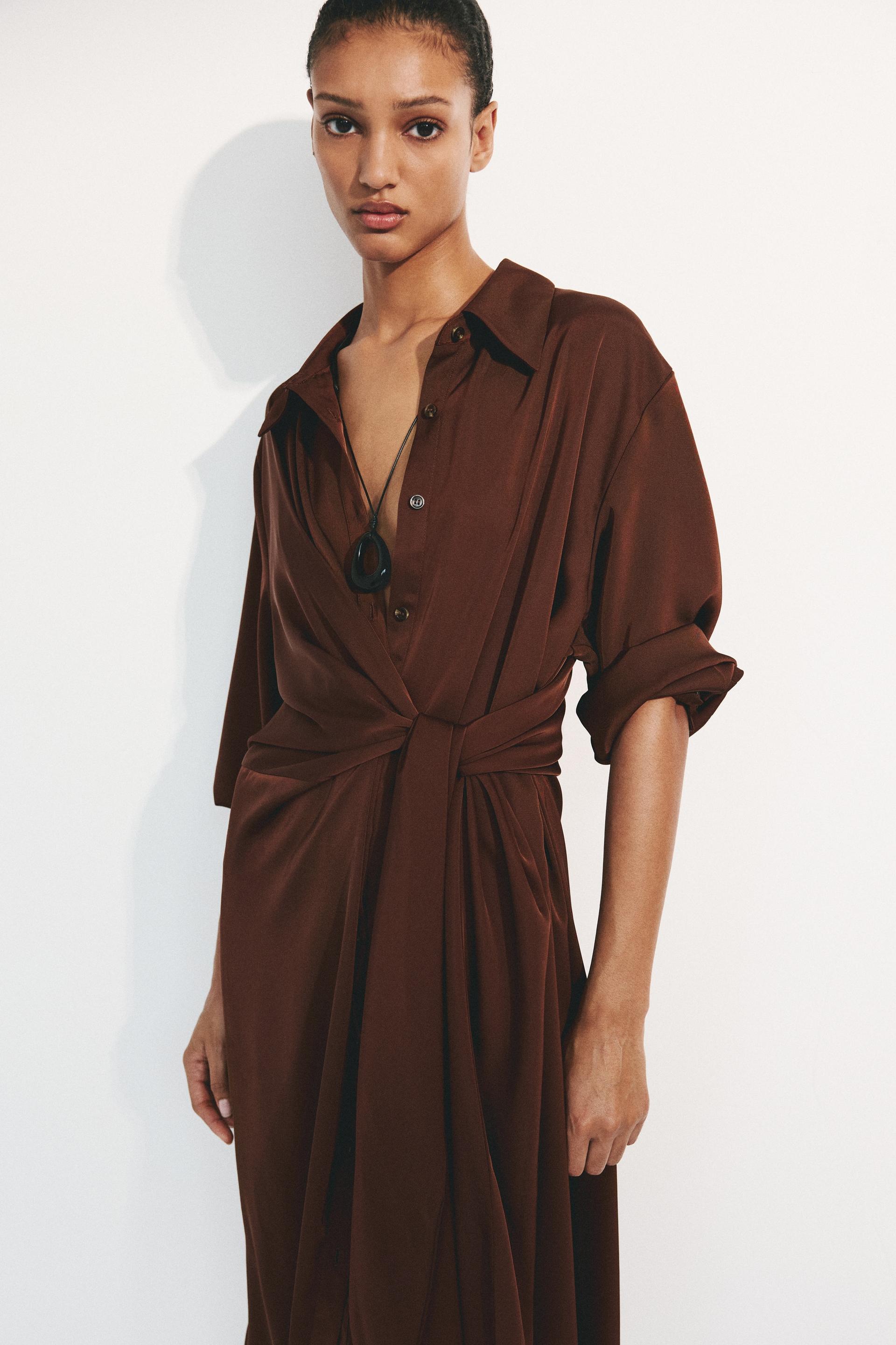 tie-detail shirt dress