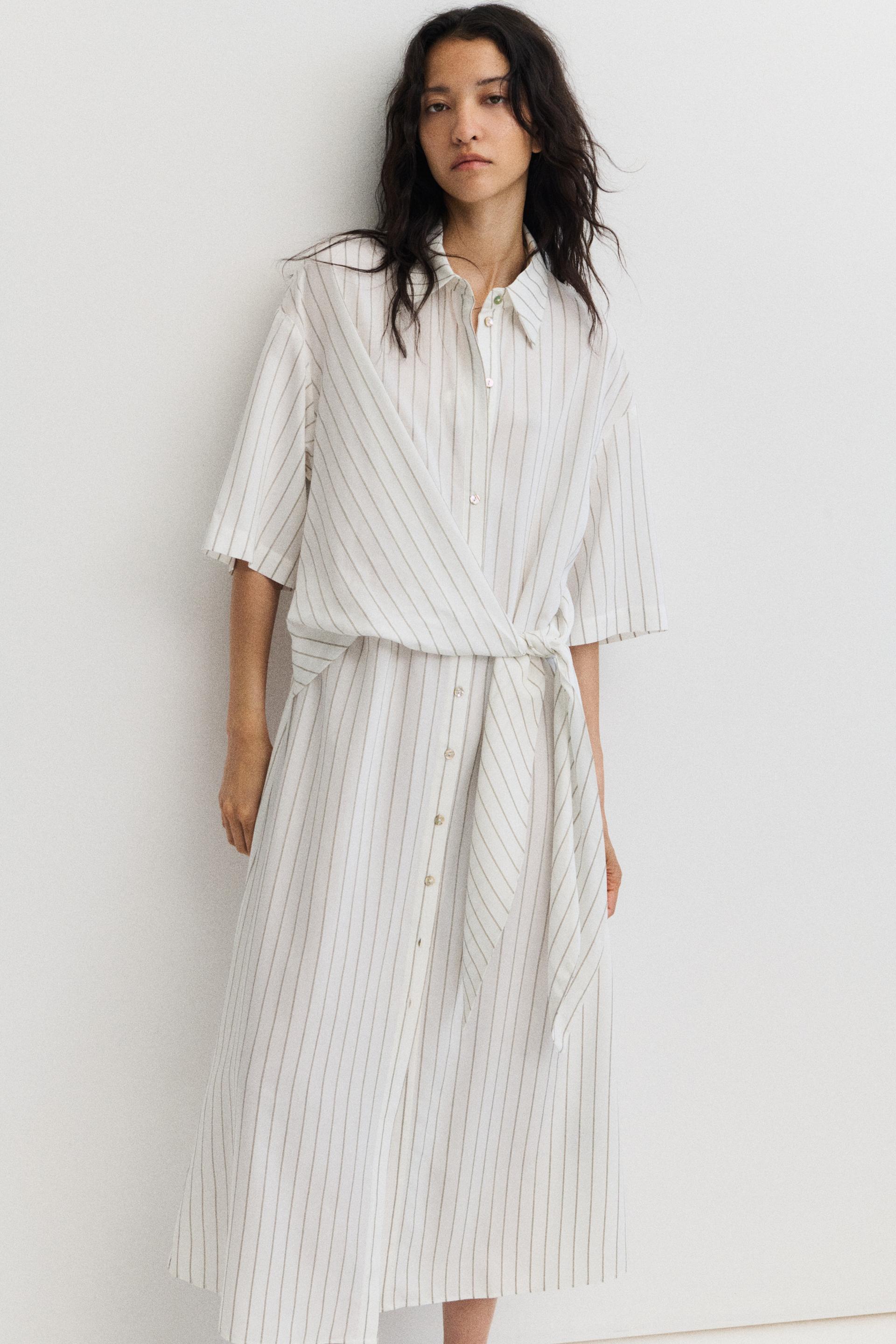 tie-detail shirt dress