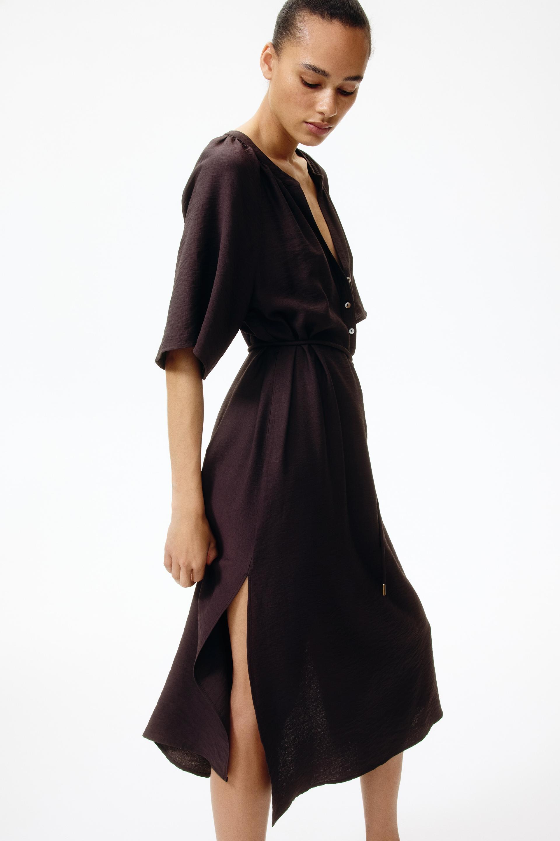 tie-detail tunic dress