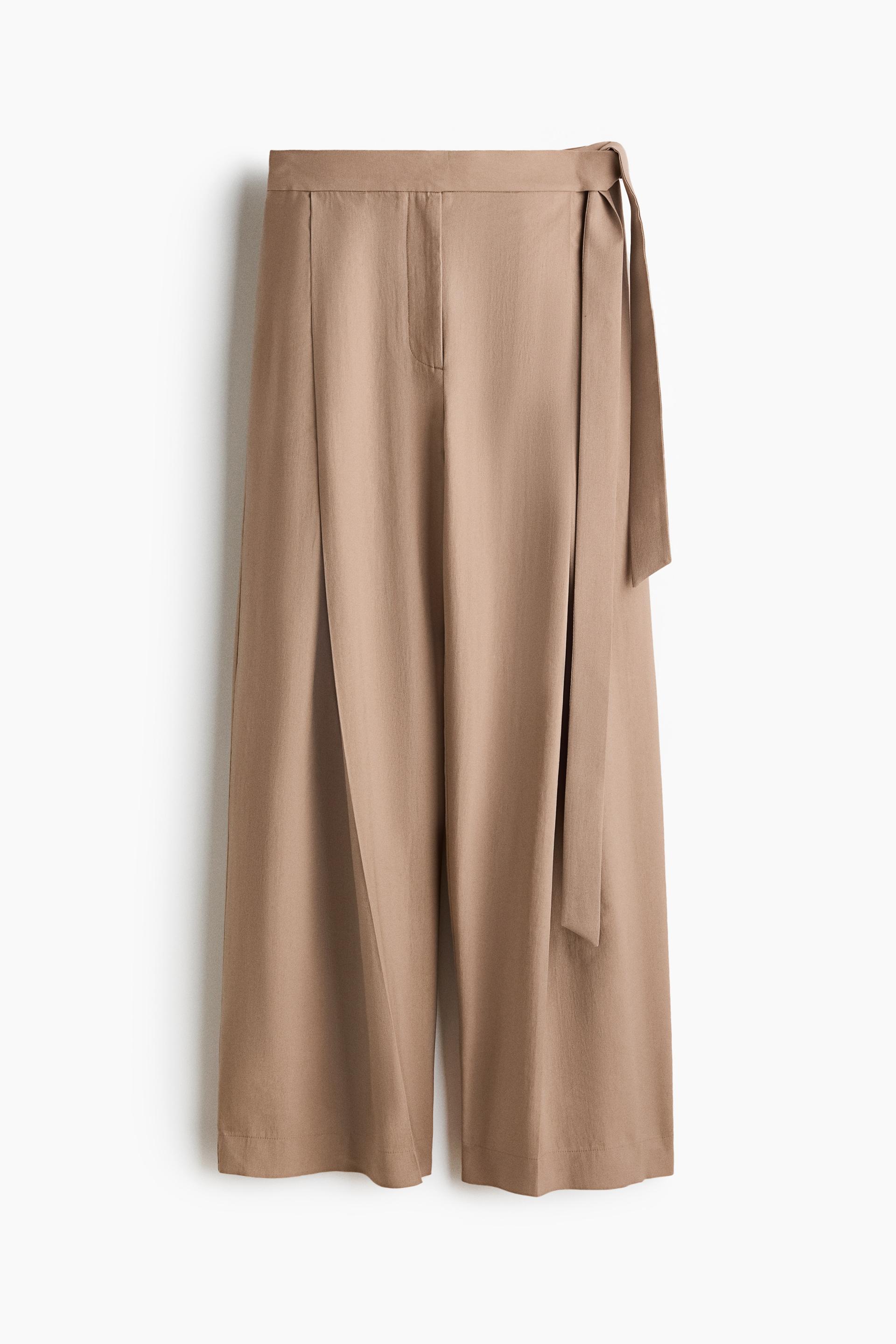tie-detail twill pants