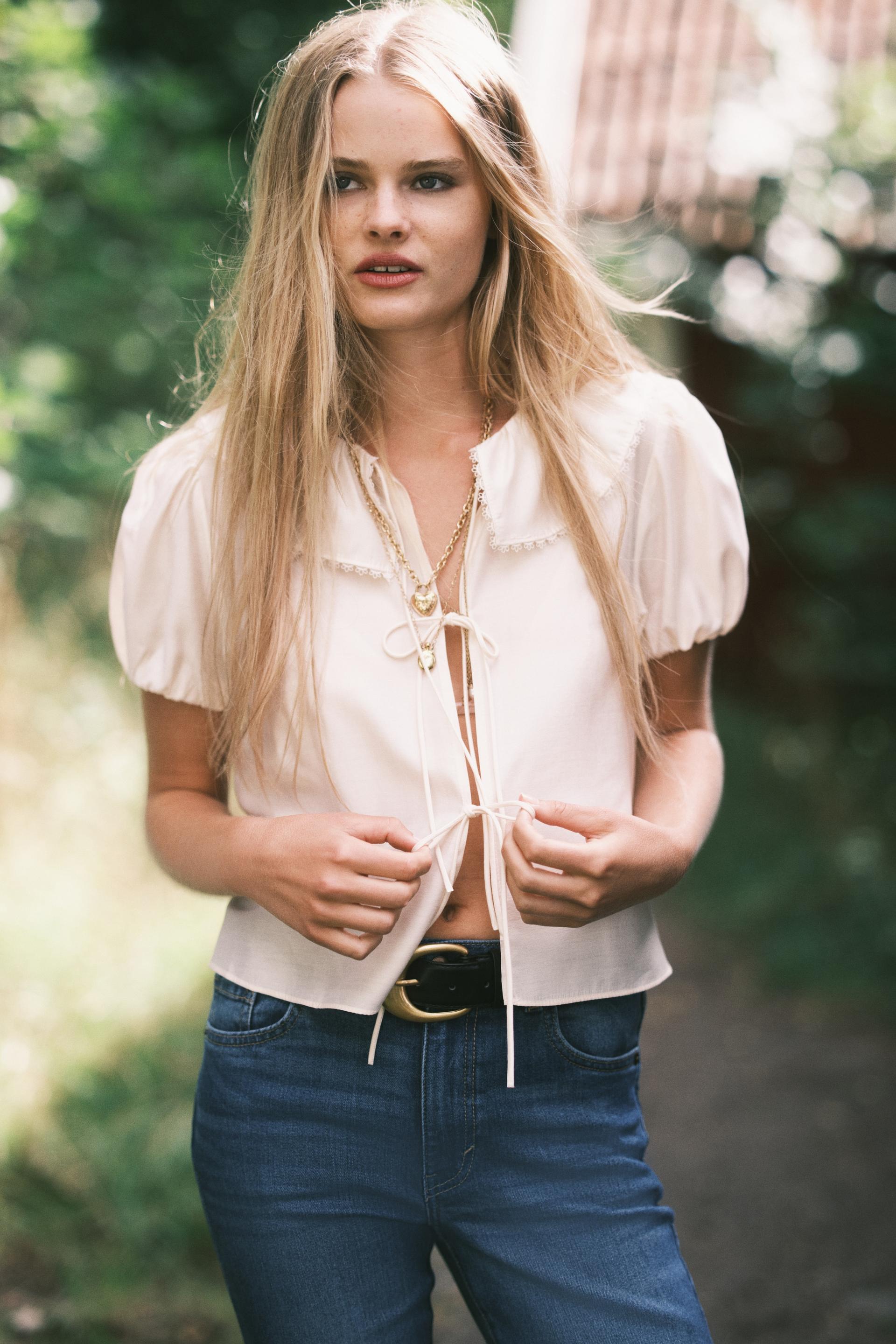 tie-front blouse