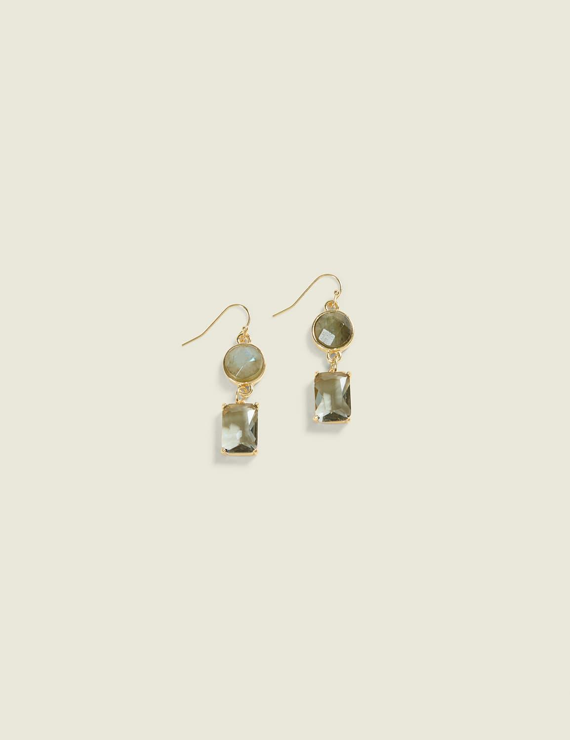 tiered black imitation stone drop earrings