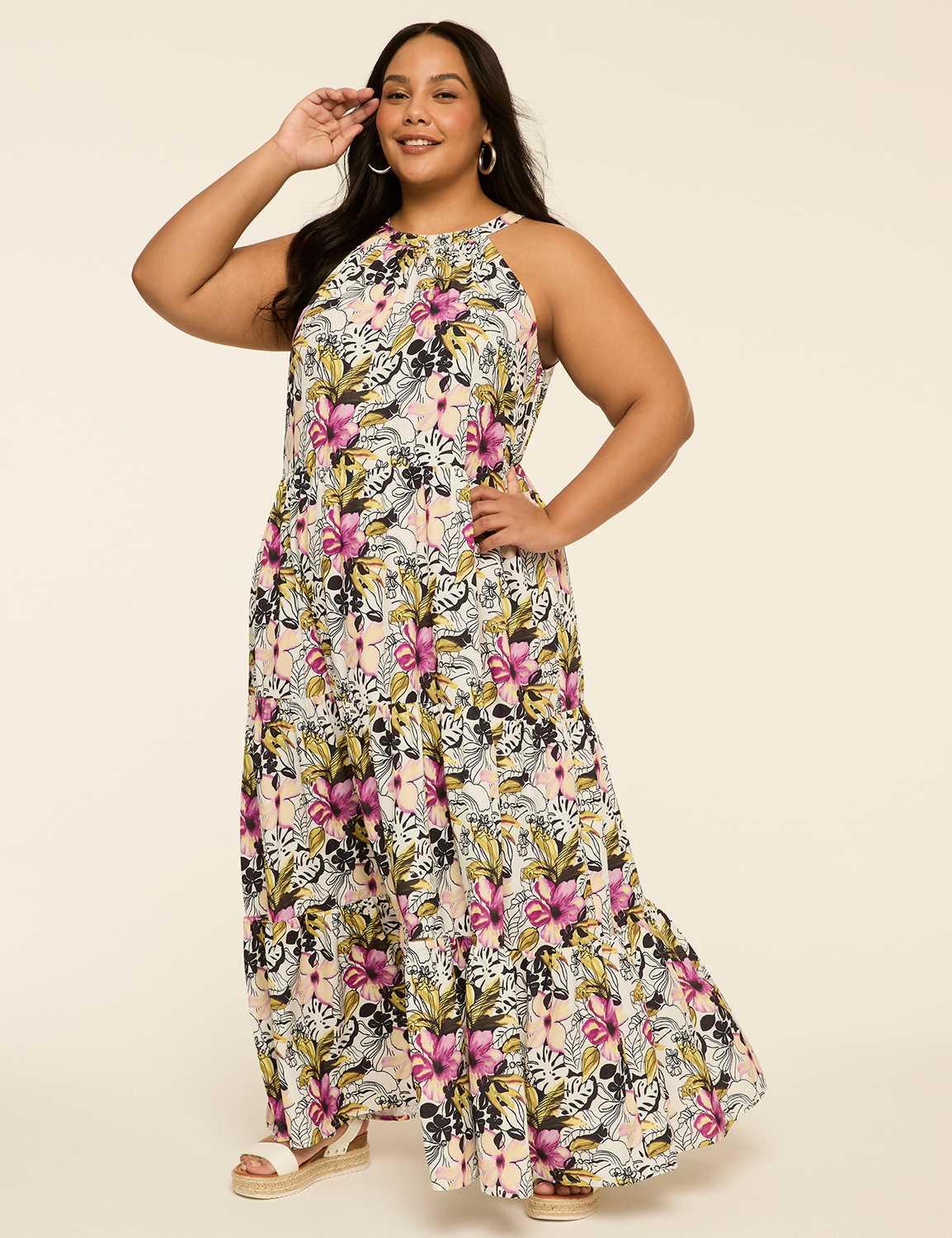 tiered halter-neck maxi dress