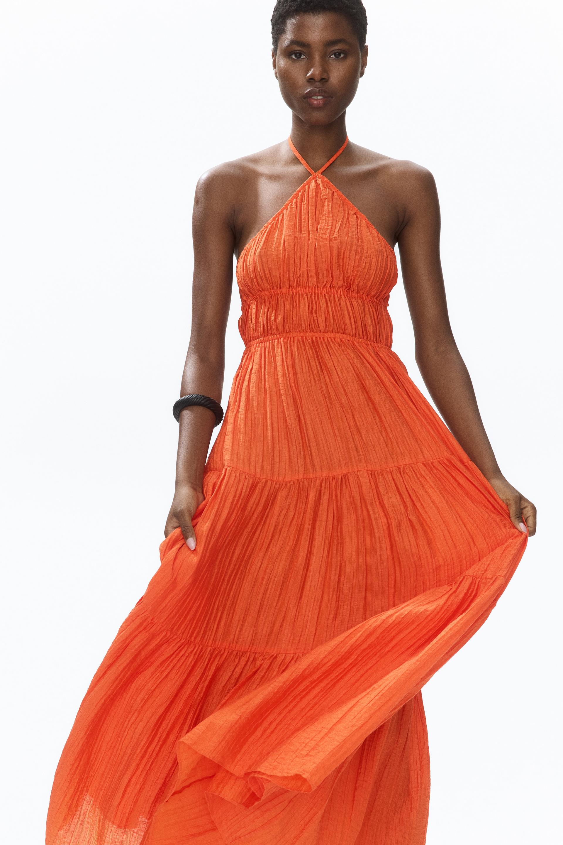 tiered halterneck dress