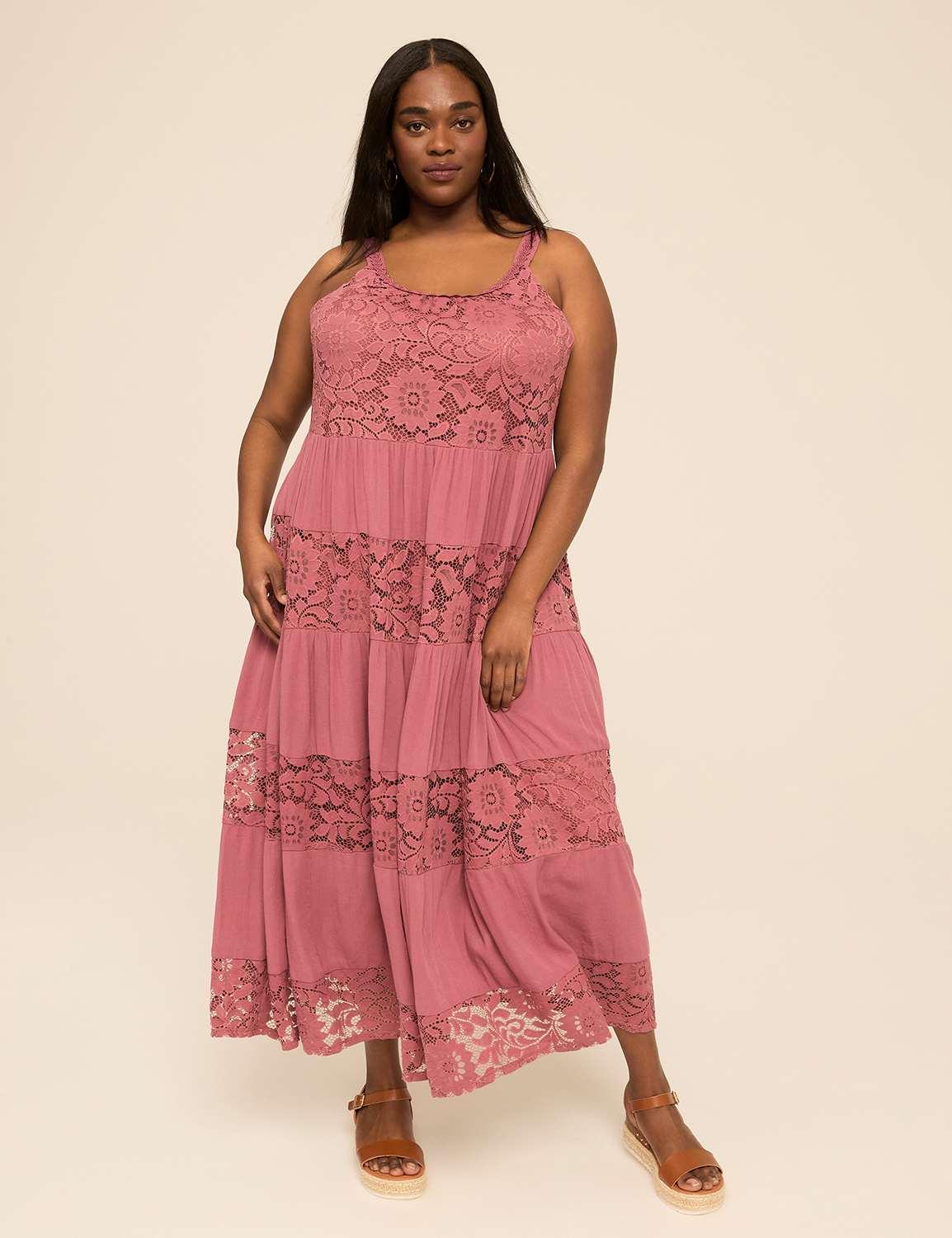 tiered lace maxi dress