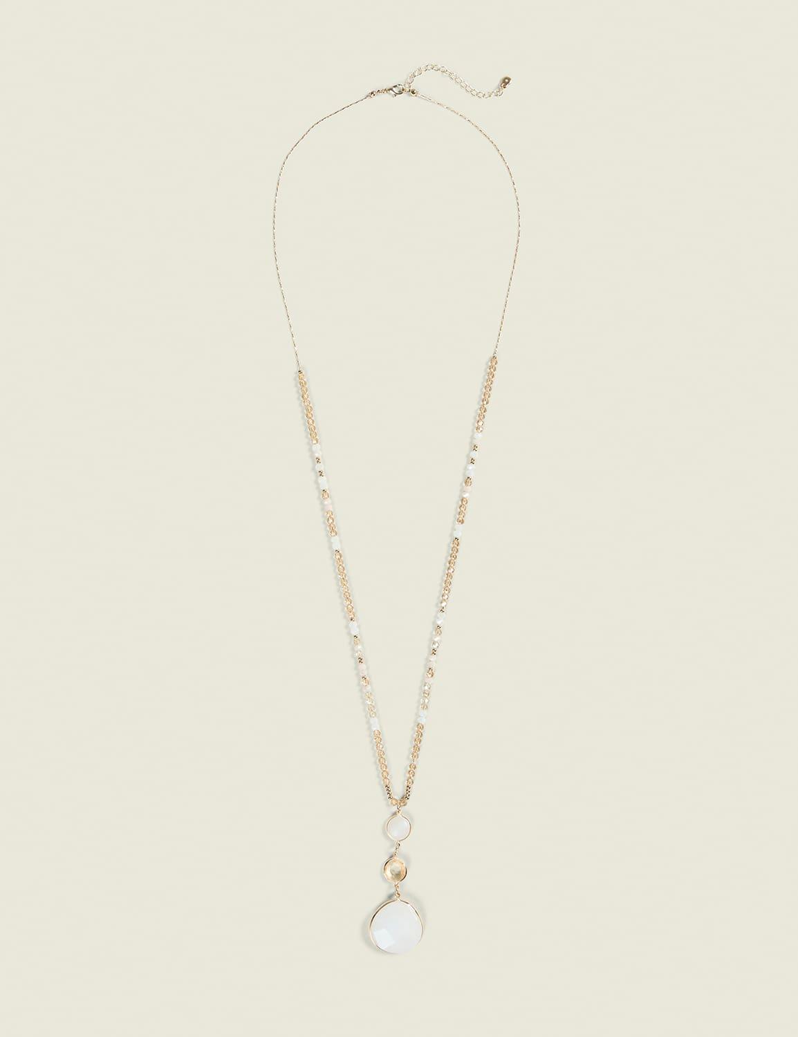 tiered neutral stone pendant necklace