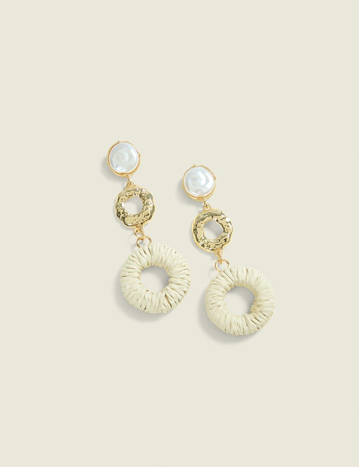 tiered raffia drop earrings