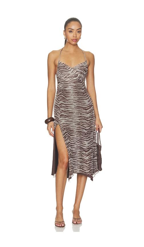 tiger mist arden dress in brown. - size l (also in m, s, xs)