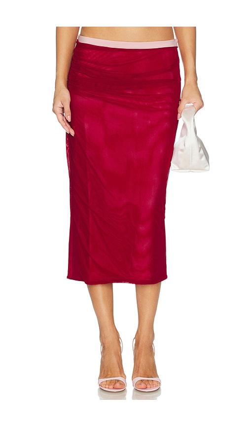 tiger mist caline midi skirt in red. - size l (also in m, xl, xs)