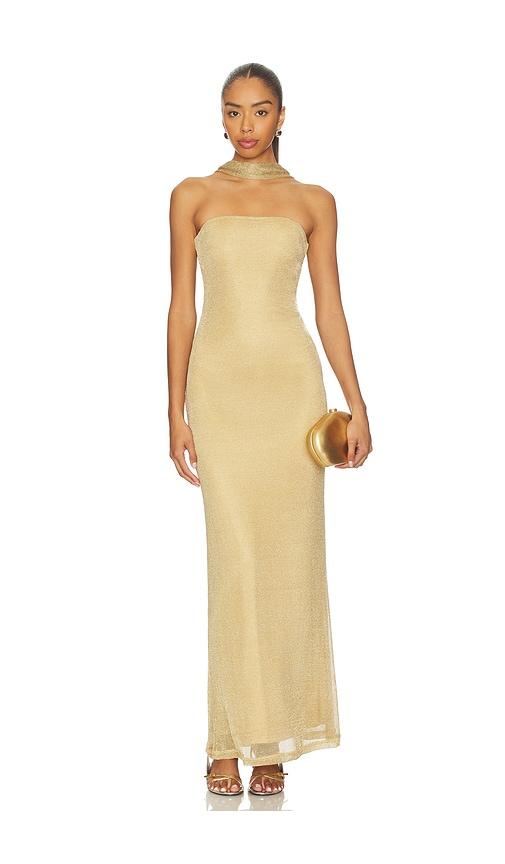 tiger mist daniela dress 2.0 in metallic gold, yellow. - size m (also in xl)