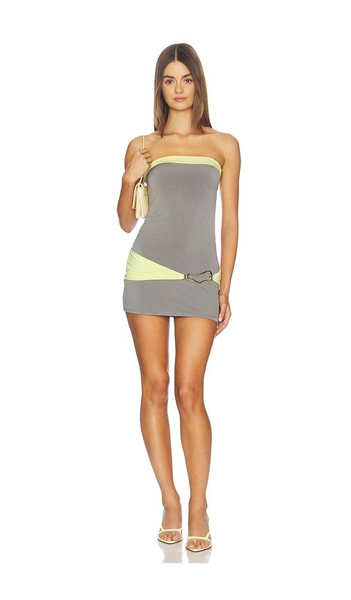 tiger mist eos mini dress in grey,lemon. - size l (also in s, xs, m, xl, xxs)